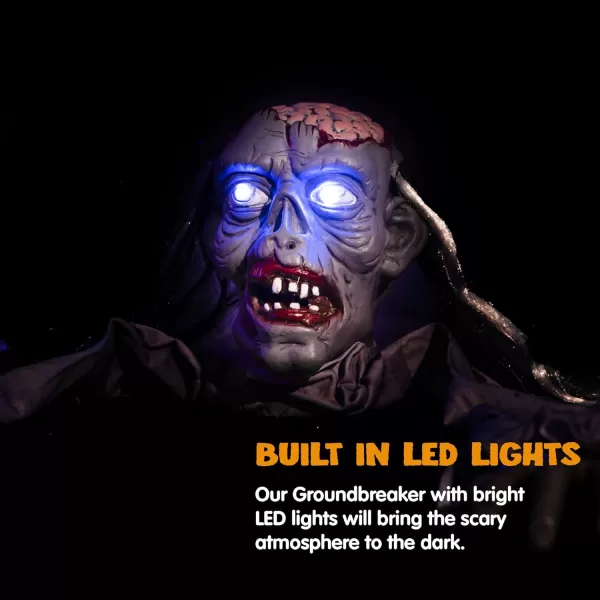 JOYIN Halloween Decoration Zombie Groundbreaker Outside Halloween Outdoor Zombies Decor with LightUp Eyes and Creepy Sound Scary Halloween Decorations for Graveyard Haunted House Lawn Yard