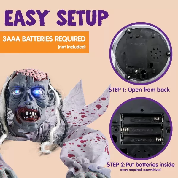 JOYIN Halloween Decoration Zombie Groundbreaker Outside Halloween Outdoor Zombies Decor with LightUp Eyes and Creepy Sound Scary Halloween Decorations for Graveyard Haunted House Lawn Yard
