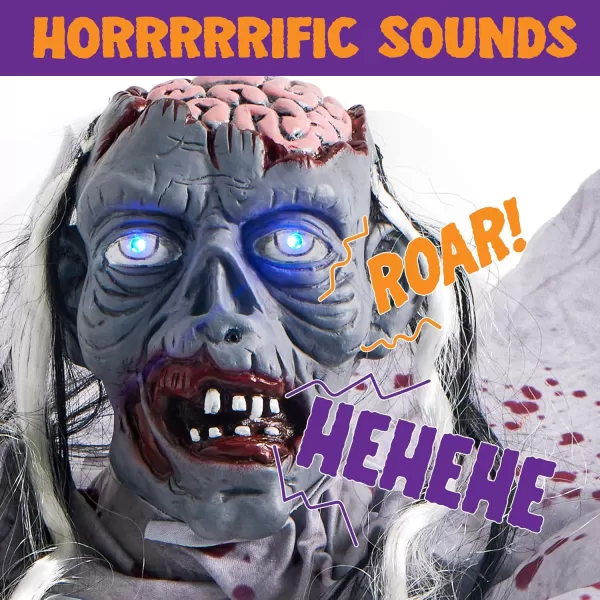 JOYIN Halloween Decoration Zombie Groundbreaker Outside Halloween Outdoor Zombies Decor with LightUp Eyes and Creepy Sound Scary Halloween Decorations for Graveyard Haunted House Lawn Yard