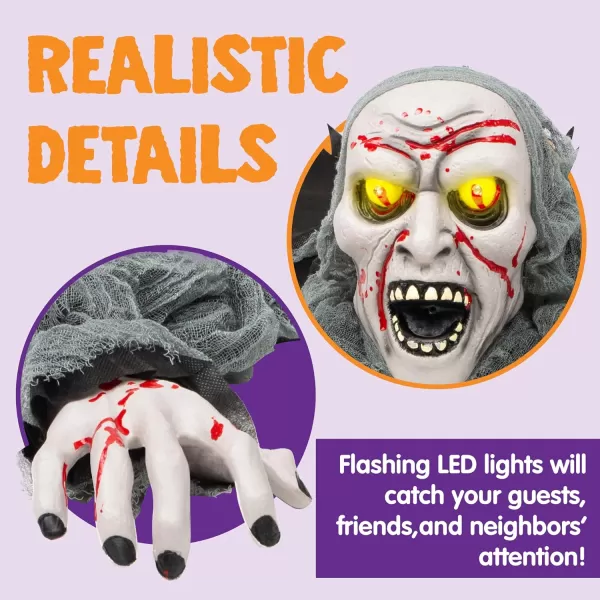 JOYIN Halloween Decorations Outdoor LightUp Zombie Groundbreaker with blpodstain and Creepy Sound for Halloween Outdoor Lawn Yard Patio Decoration Halloween Haunted House Decorations