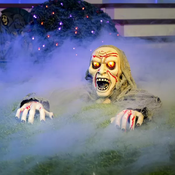 JOYIN Halloween Decorations Outdoor LightUp Zombie Groundbreaker with blpodstain and Creepy Sound for Halloween Outdoor Lawn Yard Patio Decoration Halloween Haunted House Decorations