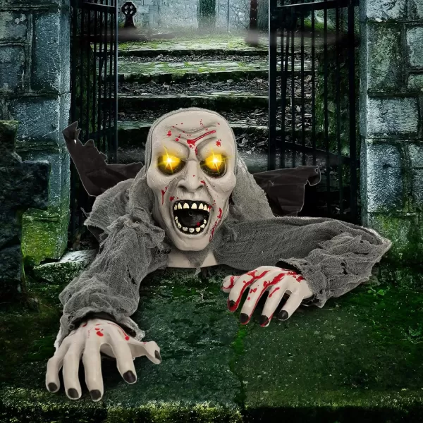 JOYIN Halloween Decorations Outdoor LightUp Zombie Groundbreaker with blpodstain and Creepy Sound for Halloween Outdoor Lawn Yard Patio Decoration Halloween Haunted House Decorations