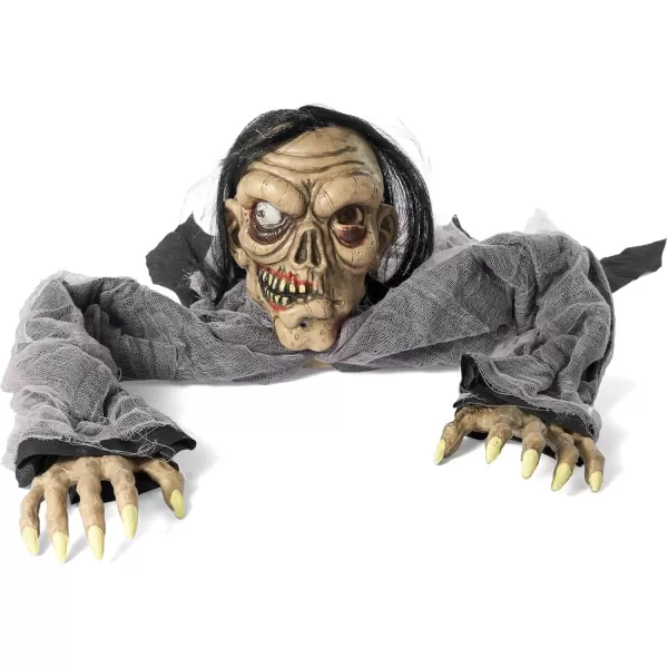 JOYIN Halloween Decorations Outdoor Zombie Groundbreaker with Decayed Face and Flash Eyes Halloween Outside Decorations Scary Zombies Prop for Yard Graveyard Lawn Cemetery Decor