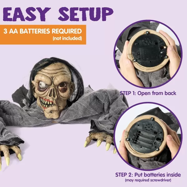 JOYIN Halloween Decorations Outdoor Zombie Groundbreaker with Decayed Face and Flash Eyes Halloween Outside Decorations Scary Zombies Prop for Yard Graveyard Lawn Cemetery Decor