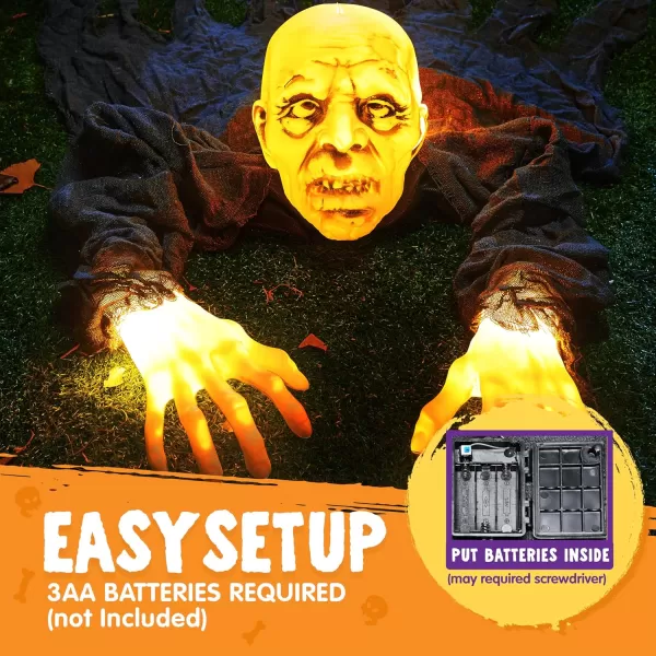 JOYIN Halloween Groundbreaker Outdoor Decoration Lighted Zombie Halloween Outside Graveyard Decor Creepy Halloween Zombies Prop for Yard Lawn Haunted House Scary Halloween Decorations Clearance