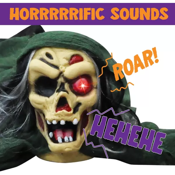 JOYIN Halloween Outdoor Decoration Zombie Groundbreaker Outside Halloween Graveyard Decor Zombie Prop with Creepy Sound and Glowing Eyes Scary Groundbreaker Decorations for Lawn Yard Haunted House