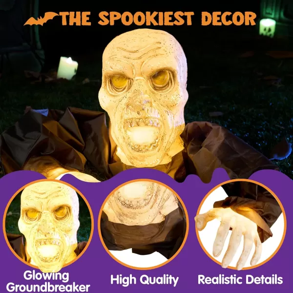 JOYIN Halloween Outdoor Decoration Zombie Groundbreaker Outside Halloween Light Up Zombies Decor Halloween Groundbreaker Lighted Decorations Scary Zombie Prop for Graveyard Lawn Yard Haunted House