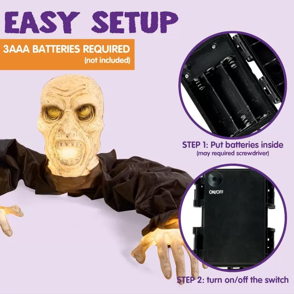 JOYIN Halloween Outdoor Decoration Zombie Groundbreaker Outside Halloween Light Up Zombies Decor Halloween Groundbreaker Lighted Decorations Scary Zombie Prop for Graveyard Lawn Yard Haunted House