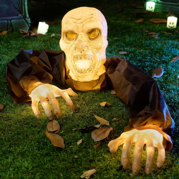 JOYIN Halloween Outdoor Decoration Zombie Groundbreaker Outside Halloween Light Up Zombies Decor Halloween Groundbreaker Lighted Decorations Scary Zombie Prop for Graveyard Lawn Yard Haunted House