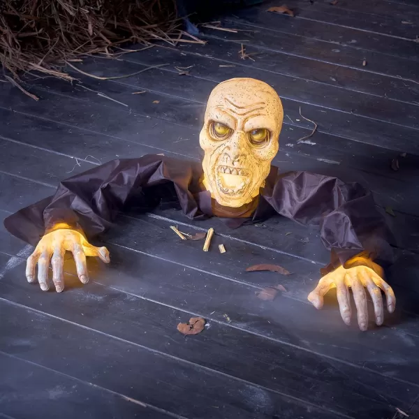JOYIN Halloween Outdoor Decoration Zombie Groundbreaker Outside Halloween Light Up Zombies Decor Halloween Groundbreaker Lighted Decorations Scary Zombie Prop for Graveyard Lawn Yard Haunted House