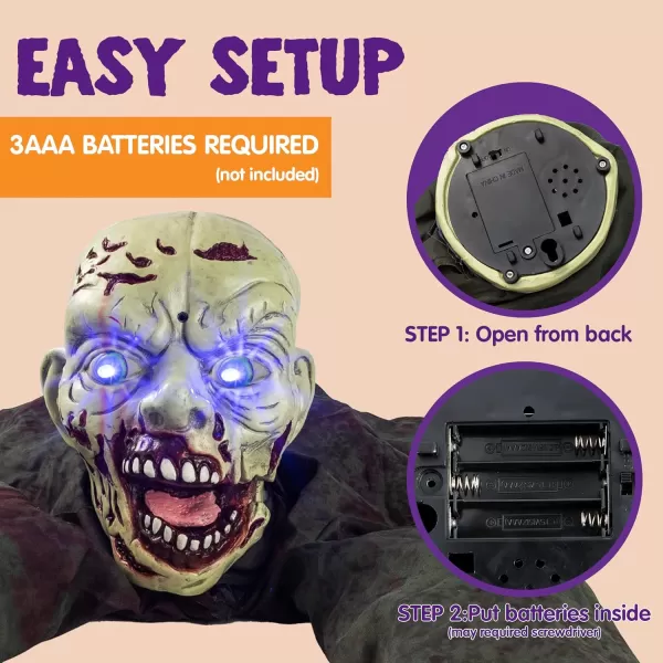 JOYIN Halloween Outdoor Decoration Zombie Groundbreaker with Creepy Sound and Flashing Eyes for Halloween Yard Lawn Patio Haunted House Outdoor Decorations