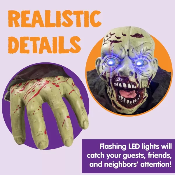 JOYIN Halloween Outdoor Decoration Zombie Groundbreaker with Creepy Sound and Flashing Eyes for Halloween Yard Lawn Patio Haunted House Outdoor Decorations