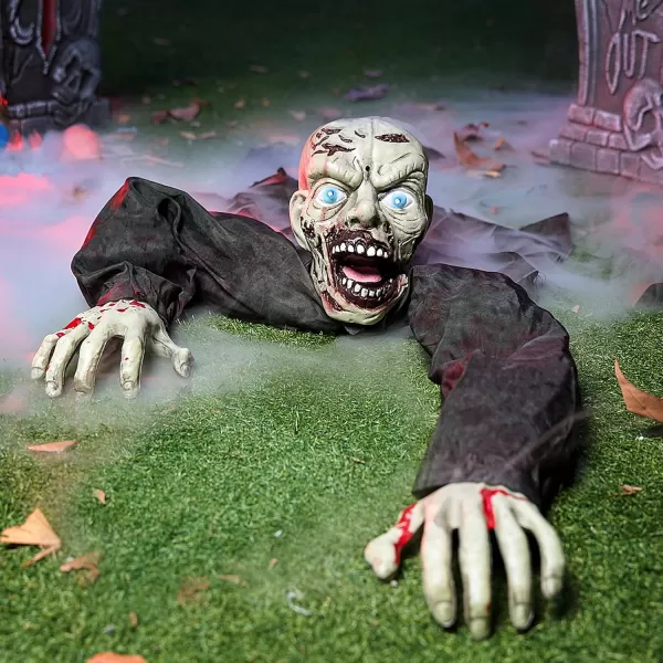 JOYIN Halloween Outdoor Decoration Zombie Groundbreaker with Creepy Sound and Flashing Eyes for Halloween Yard Lawn Patio Haunted House Outdoor Decorations