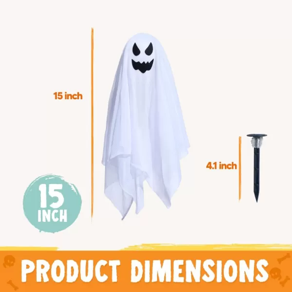 JOYIN Halloween Outdoor Decorations White Ghost Garden Stakes with Light Up Design 3 Packs Cloth Ghost for Best Halloween Decoration Lights Decor Outdoor Halloween Yard Decorations