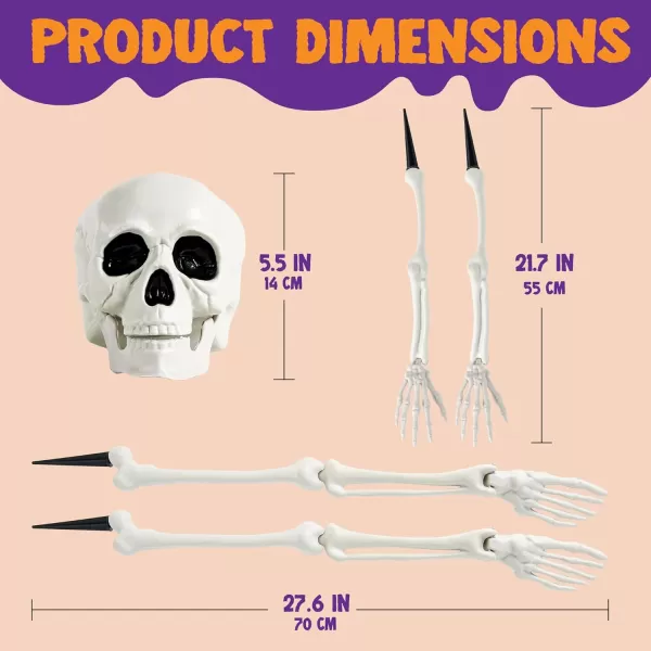 JOYIN Halloween Skeleton Decorations Outdoor Ground Stakes with LED Eyes Full Size Skeleton Groundbreaker Stakes Prop for Yard Decoration Stakes Graveyard Halloween Props Halloween Lawn Yard Decor