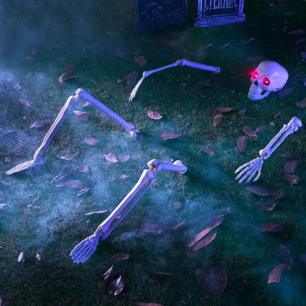 JOYIN Halloween Skeleton Decorations Outdoor Ground Stakes with LED Eyes Full Size Skeleton Groundbreaker Stakes Prop for Yard Decoration Stakes Graveyard Halloween Props Halloween Lawn Yard Decor