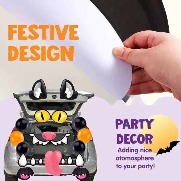 JOYIN Halloween Trunk or Treat Car Decorations Kit with Dalmatian Doggy Design Car Archway Garage Decoration with Dalmatian Dog Paper Board and PE Tablecloth for for Halloween Decoration Garage DecorBlack Cat