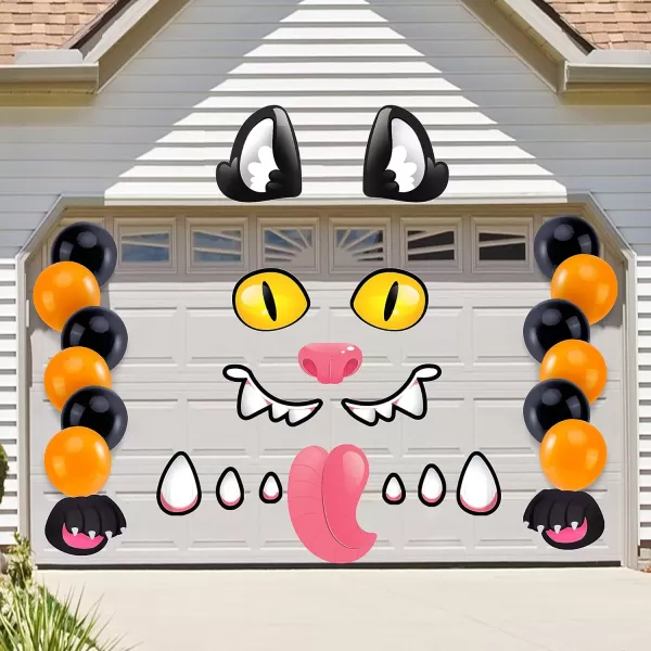 JOYIN Halloween Trunk or Treat Car Decorations Kit with Dalmatian Doggy Design Car Archway Garage Decoration with Dalmatian Dog Paper Board and PE Tablecloth for for Halloween Decoration Garage DecorBlack Cat