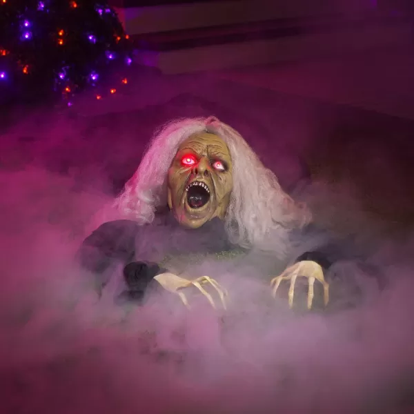 JOYIN Halloween Zombie Decoration Outdoor Groundbreaker Zombie Halloween Graveyard Decor Outside Scary Zombie Props with Sound Effect ampamp Lighted Eyes for Haunted House Lawn Yard Decorations