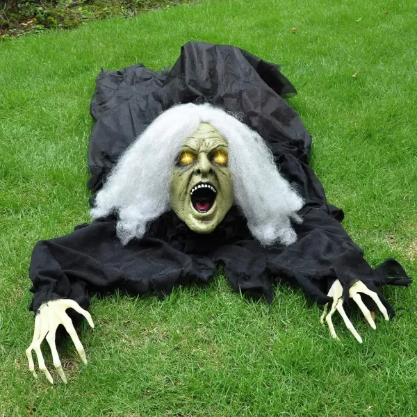 JOYIN Halloween Zombie Decoration Outdoor Groundbreaker Zombie Halloween Graveyard Decor Outside Scary Zombie Props with Sound Effect ampamp Lighted Eyes for Haunted House Lawn Yard Decorations