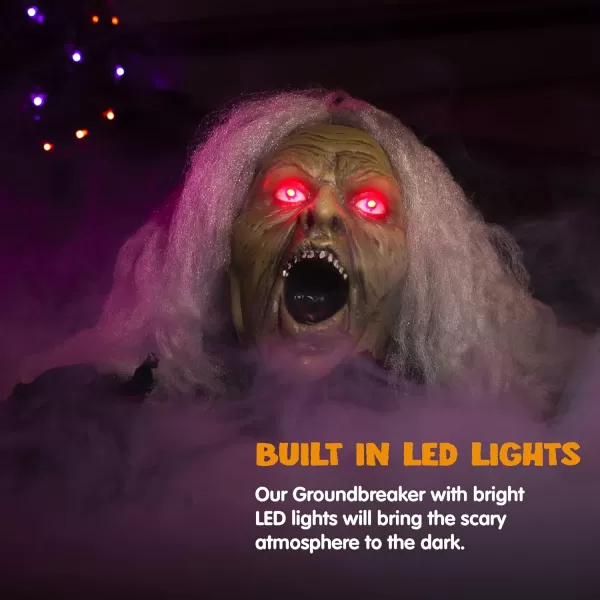 JOYIN Halloween Zombie Decoration Outdoor Groundbreaker Zombie Halloween Graveyard Decor Outside Scary Zombie Props with Sound Effect ampamp Lighted Eyes for Haunted House Lawn Yard Decorations