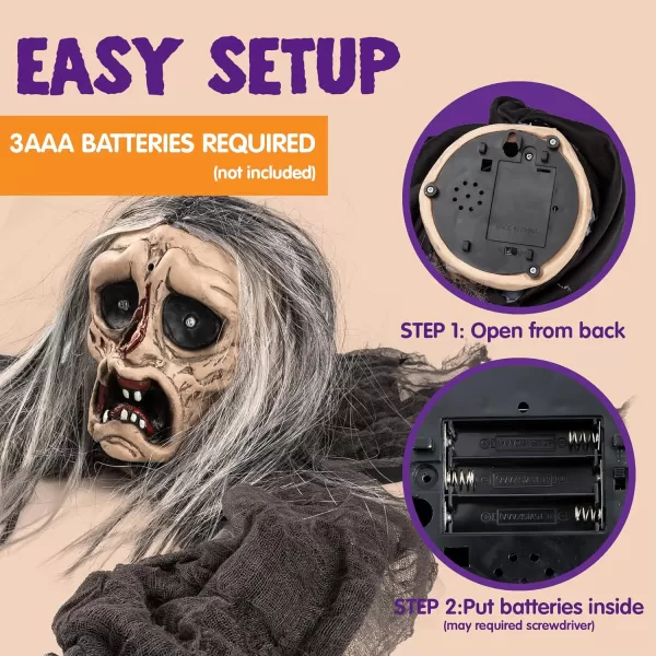 JOYIN Halloween Zombie Decoration Outdoor Groundbreaker Zombie Halloween Outside Decor Zombies Props with Glowing Eyes and Sound for Scary Halloween Graveyard Haunted House Lawn Yard Garden