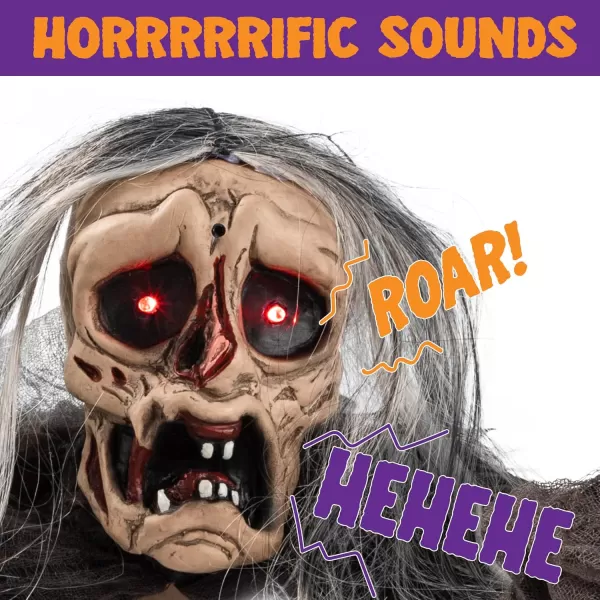 JOYIN Halloween Zombie Decoration Outdoor Groundbreaker Zombie Halloween Outside Decor Zombies Props with Glowing Eyes and Sound for Scary Halloween Graveyard Haunted House Lawn Yard Garden