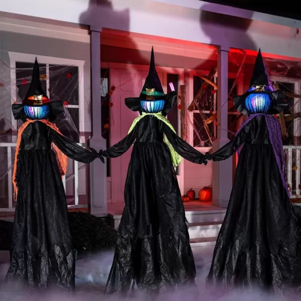 JOYIN 3 Pack 48quot Halloween Witch Decorations Outdoor Halloween 3 Witches Yard Stakes with Multicolored Lightup Heads for Halloween Yard Lawn Props Decoration Indoor Decorations Party Decor