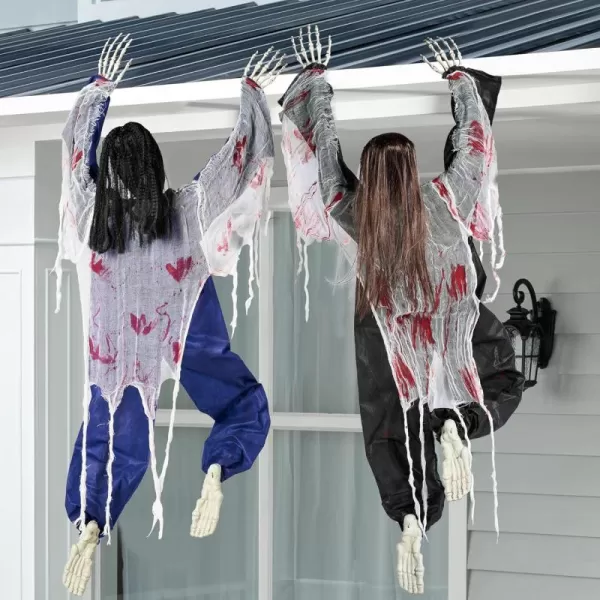 JOYIN 47quot Halloween Climbing Zombies Wall Decoration Outdoor 2 Pcs Halloween Zombie Undead for Halloween Haunted House Prop Halloween Outdoor Yard Patio Wall Decoration Party Supplies