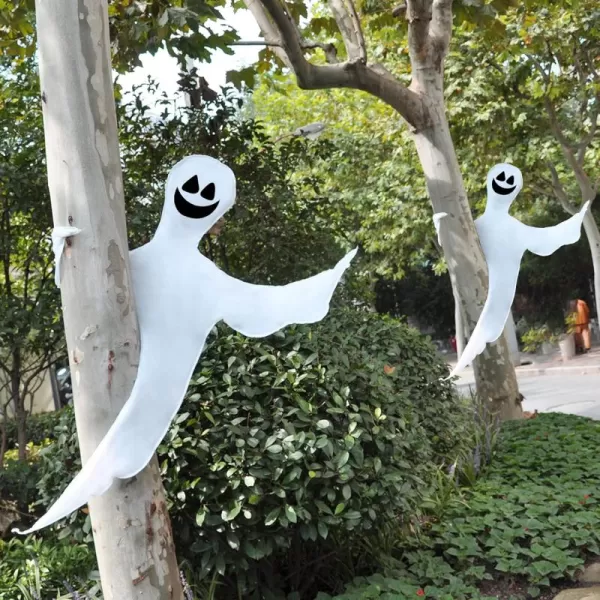 JOYIN Halloween 2 Pcs 53 Tree Wrap Ghost Decoration Smiling Ghost Design Decorations for Halloween Outdoor Lawn Tree Decor Ghost Party SuppliesHaunted House Wrap DecorationsHappy Ghosts