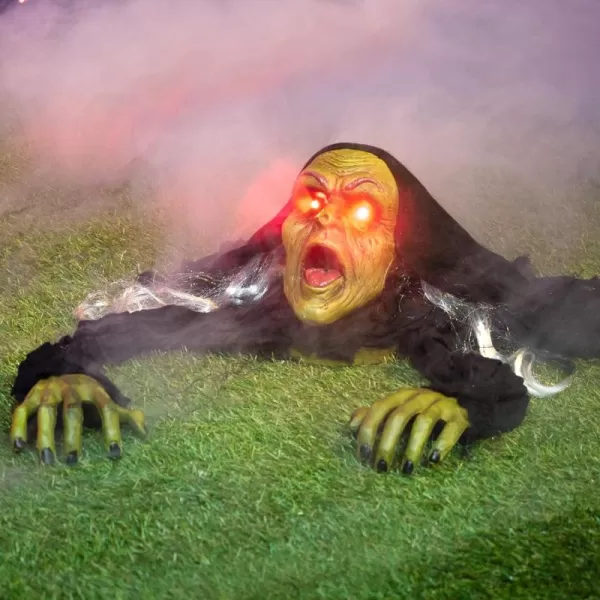 JOYIN Halloween Decoration Outdoor Zombie Groundbreaker Halloween Outside Zombie Decor with Sound and Flashing Eyes Scary Groundbreaker Halloween Graveyard Decorations Haunted House Prop Yard Lawn