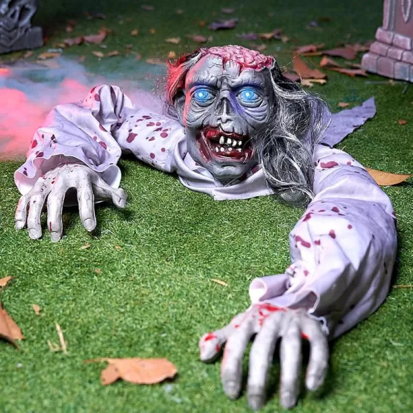 JOYIN Halloween Decoration Zombie Groundbreaker Outside Halloween Outdoor Zombies Decor with LightUp Eyes and Creepy Sound Scary Halloween Decorations for Graveyard Haunted House Lawn Yard