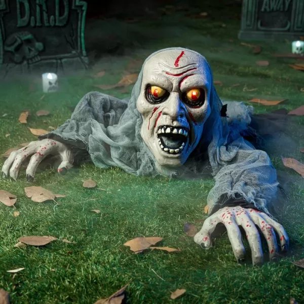 JOYIN Halloween Decorations Outdoor LightUp Zombie Groundbreaker with blpodstain and Creepy Sound for Halloween Outdoor Lawn Yard Patio Decoration Halloween Haunted House Decorations