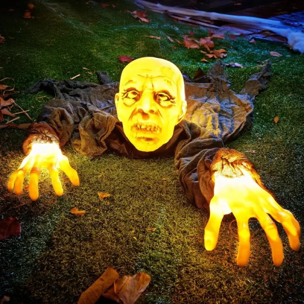 JOYIN Halloween Groundbreaker Outdoor Decoration Lighted Zombie Halloween Outside Graveyard Decor Creepy Halloween Zombies Prop for Yard Lawn Haunted House Scary Halloween Decorations Clearance