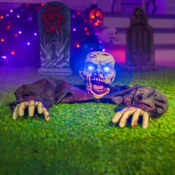 JOYIN Halloween Outdoor Decoration Zombie Groundbreaker with Creepy Sound and Flashing Eyes for Halloween Yard Lawn Patio Haunted House Outdoor Decorations