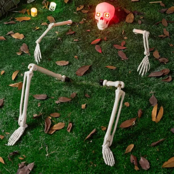 JOYIN Halloween Skeleton Decorations Outdoor Ground Stakes with LED Eyes Full Size Skeleton Groundbreaker Stakes Prop for Yard Decoration Stakes Graveyard Halloween Props Halloween Lawn Yard Decor
