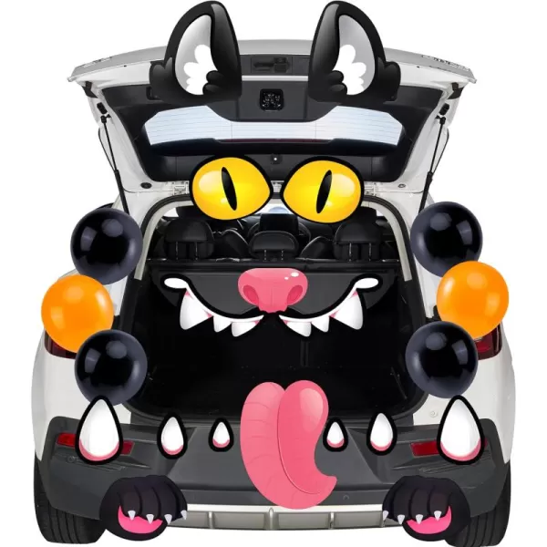 JOYIN Halloween Trunk or Treat Car Decorations Kit with Dalmatian Doggy Design Car Archway Garage Decoration with Dalmatian Dog Paper Board and PE Tablecloth for for Halloween Decoration Garage DecorBlack Cat