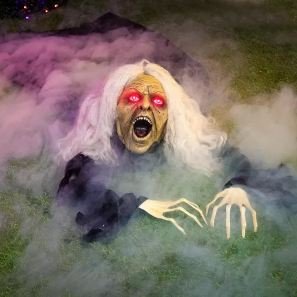 JOYIN Halloween Zombie Decoration Outdoor Groundbreaker Zombie Halloween Graveyard Decor Outside Scary Zombie Props with Sound Effect ampamp Lighted Eyes for Haunted House Lawn Yard Decorations