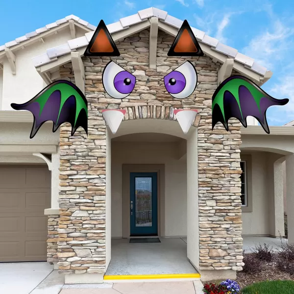JOYIN Halloween Bat Trunk Or Treat Car Decorations Kit for SUV Archway Garage Door Eyes Fangs Ears Wings Double Side Stickers Halloween Decorations Outside Halloween Stickers