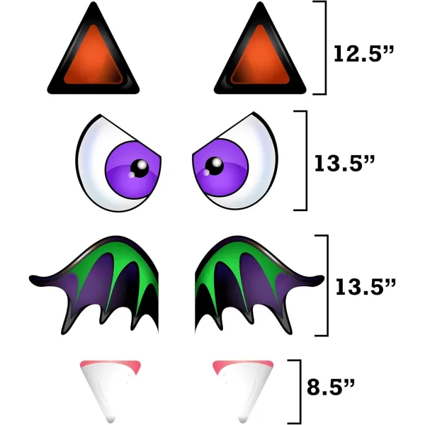 JOYIN Halloween Bat Trunk Or Treat Car Decorations Kit for SUV Archway Garage Door Eyes Fangs Ears Wings Double Side Stickers Halloween Decorations Outside Halloween Stickers