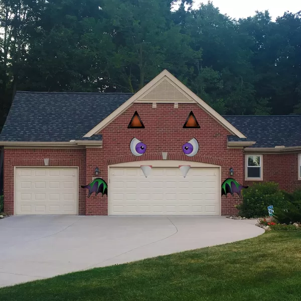 JOYIN Halloween Bat Trunk Or Treat Car Decorations Kit for SUV Archway Garage Door Eyes Fangs Ears Wings Double Side Stickers Halloween Decorations Outside Halloween Stickers