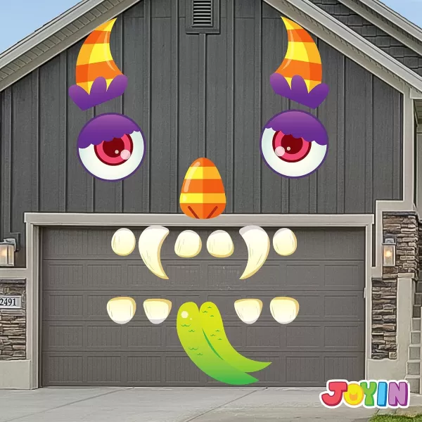JOYIN Halloween Monster Trunk or Treat Car Archway Garage Decoration with Forehead Huge Eyes Ears Hands Bolt Nostrils Fangs and Dot Glue