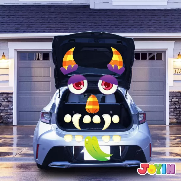 JOYIN Halloween Monster Trunk or Treat Car Archway Garage Decoration with Forehead Huge Eyes Ears Hands Bolt Nostrils Fangs and Dot Glue