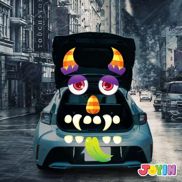 JOYIN Halloween Monster Trunk or Treat Car Archway Garage Decoration with Forehead Huge Eyes Ears Hands Bolt Nostrils Fangs and Dot Glue