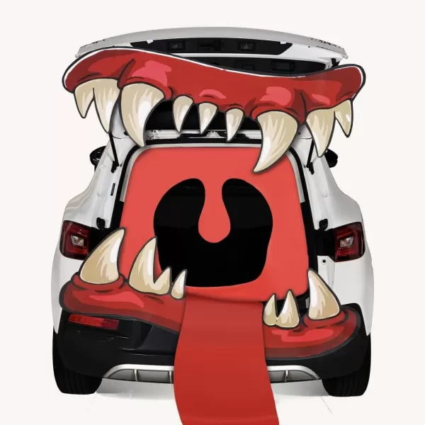 JOYIN Halloween Trunk Or Treat Car Decorations Kit Halloween Decorations Outdoor Indoor Big Mouth Monster Car Stickers Haunted House SUV Trunk Archway Car Garage Lawn Balloons