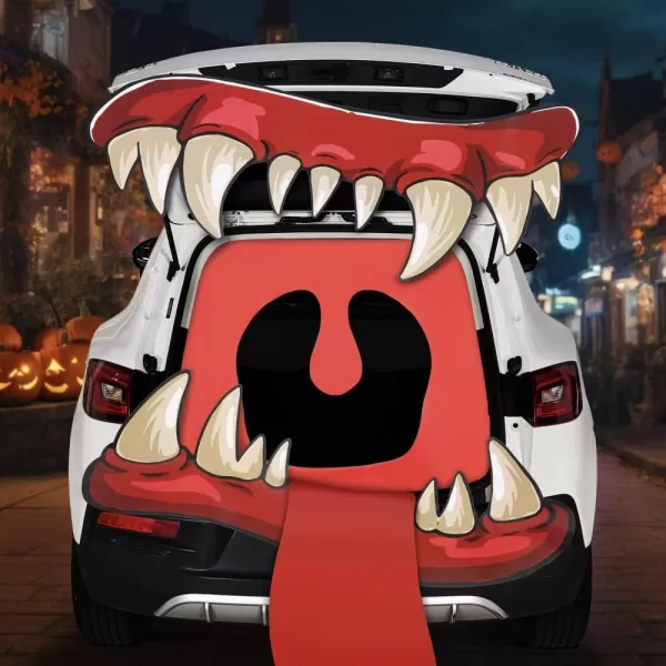 JOYIN Halloween Trunk Or Treat Car Decorations Kit Halloween Decorations Outdoor Indoor Big Mouth Monster Car Stickers Haunted House SUV Trunk Archway Car Garage Lawn Balloons