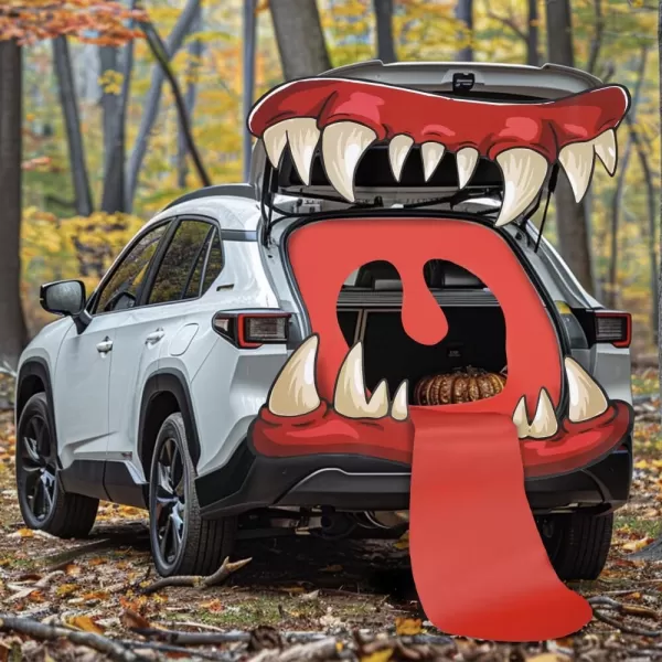 JOYIN Halloween Trunk Or Treat Car Decorations Kit Halloween Decorations Outdoor Indoor Big Mouth Monster Car Stickers Haunted House SUV Trunk Archway Car Garage Lawn Balloons