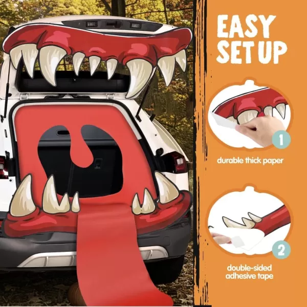 JOYIN Halloween Trunk Or Treat Car Decorations Kit Halloween Decorations Outdoor Indoor Big Mouth Monster Car Stickers Haunted House SUV Trunk Archway Car Garage Lawn Balloons