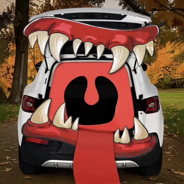 JOYIN Halloween Trunk Or Treat Car Decorations Kit Halloween Decorations Outdoor Indoor Big Mouth Monster Car Stickers Haunted House SUV Trunk Archway Car Garage Lawn Balloons