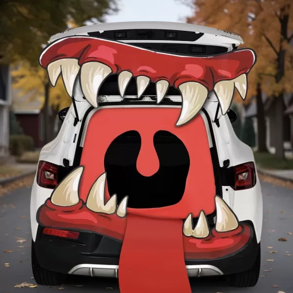 JOYIN Halloween Trunk Or Treat Car Decorations Kit Halloween Decorations Outdoor Indoor Big Mouth Monster Car Stickers Haunted House SUV Trunk Archway Car Garage Lawn Balloons